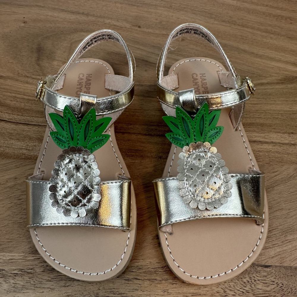 New Little Kids Harper Canyon Pineapple Gold Strappy Comfort Sandals Size 10 C